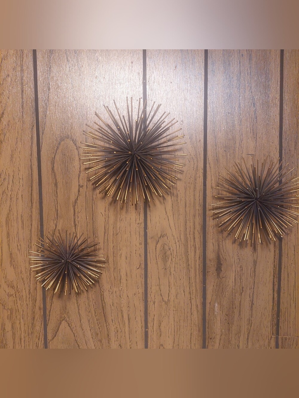 Metal Sunburst Wall Sculptures - Set of 3 Sea Urchin Atomic Retro MCM